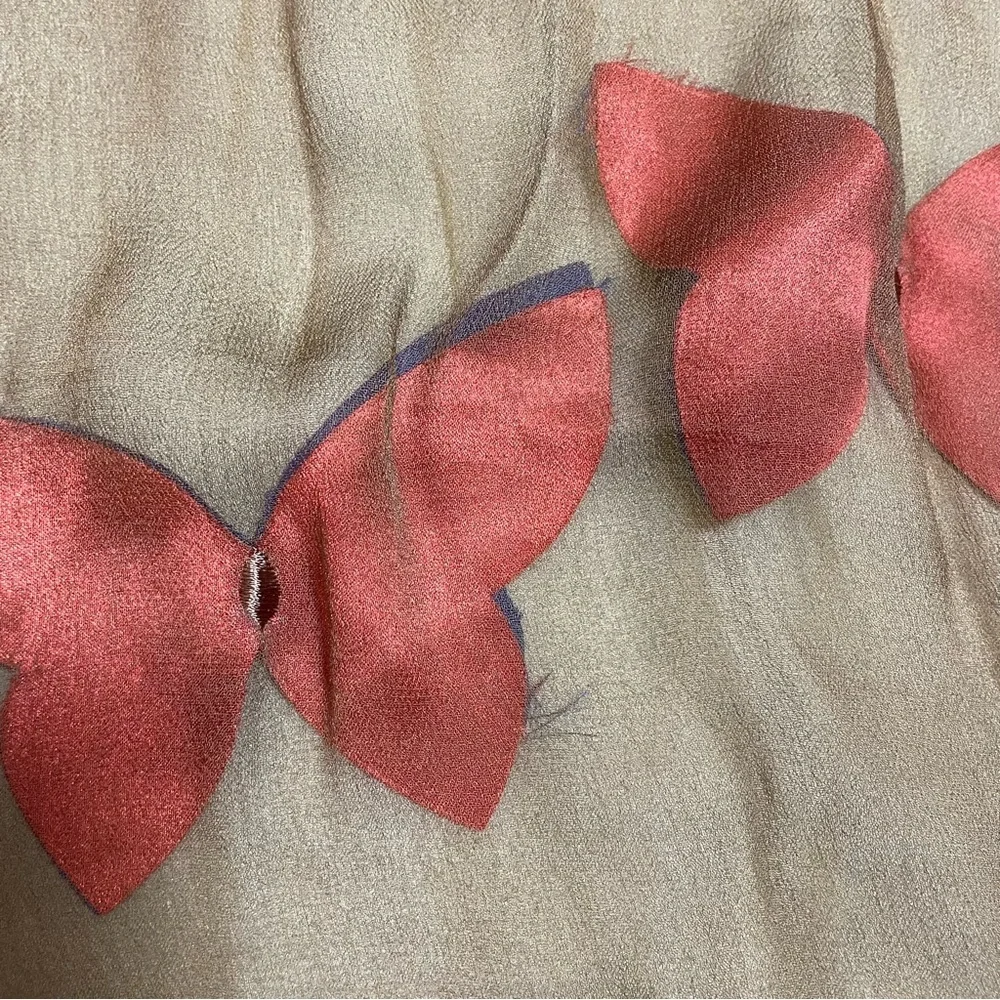 Silk Reversible Scarf With Butterflies Between Layers